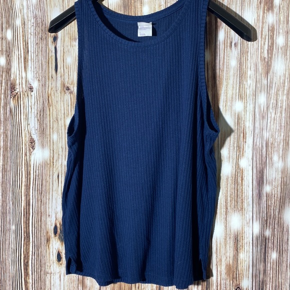 Women's Stars Above Navy Sleeveless Ribbed Waffle Tank Large - Picture 2 of 9